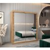 šatní skříň T3 s posuvnými dveřmi se zrcadlem - šířka 180 cm dub artisan
