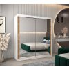 šatní skříň T3 s posuvnými dveřmi se zrcadlem - šířka 180 cm dub artisan + bílá