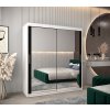 šatní skříň T3 s posuvnými dveřmi se zrcadlem - šířka 180 cm černá + bílá