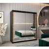 šatní skříň T3 s posuvnými dveřmi se zrcadlem - šířka 180 cm dub artisan + černá