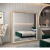 šatní skříň T3 s posuvnými dveřmi se zrcadlem - šířka 180 cm dub sonoma + bílá