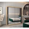 šatní skříň T3 s posuvnými dveřmi se zrcadlem - šířka 180 cm dub sonoma + černá