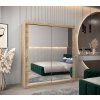 šatní skříň T3 s posuvnými dveřmi se zrcadlem - šířka 180 cm dub sonoma