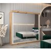 šatní skříň T3 s posuvnými dveřmi se zrcadlem - šířka 200 cm dub artisan + bílá