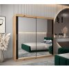 šatní skříň T3 s posuvnými dveřmi se zrcadlem - šířka 200 cm dub artisan + černá