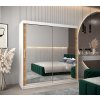 šatní skříň T3 s posuvnými dveřmi se zrcadlem - šířka 200 cm dub artisan + bílá