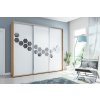 Šatní skříň Ska A23 XL s posuvnými dveřmi se zrcadlem - šířka 250 cm bílá + dub craft zlatý