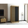 šatní skříň lamelo s posuvnými dveřmi - šířka 100 cm dub artisan + černá