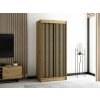 šatní skříň lamelo 1 s posuvnými dveřmi - šířka 100 cm dub artisan + černá