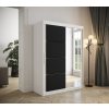 šatní skříň Tapi s posuvnými dveřmi se zrcadlem - šířka 150 cm bílá + černá
