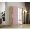 šatní skříň Tapi s posuvnými dveřmi se zrcadlem - šířka 150 cm dub sonoma + manila 9