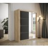 šatní skříň Tapi s posuvnými dveřmi se zrcadlem - šířka 150 cm dub sonoma + manila 16