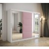 šatní skříň Tapi s posuvnými dveřmi se zrcadlem - šířka 250 cm bílá + manila 9