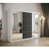 šatní skříň Tapi s posuvnými dveřmi se zrcadlem - šířka 250 cm bílá + manila 16