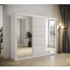 šatní skříň Tapi s posuvnými dveřmi se zrcadlem - šířka 250 cm bílá + bílá
