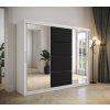 šatní skříň Tapi s posuvnými dveřmi se zrcadlem - šířka 250 cm bílá + černá