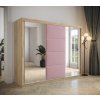 šatní skříň Tapi s posuvnými dveřmi se zrcadlem - šířka 250 cm dub sonoma + manila 9