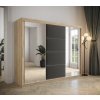 šatní skříň Tapi s posuvnými dveřmi se zrcadlem - šířka 250 cm dub sonoma + manila 16