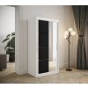 šatní skříň Tapi s posuvnými dveřmi se zrcadlem - šířka 100 cm bílá + černá
