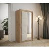 šatní skříň Tapi s posuvnými dveřmi se zrcadlem - šířka 100 cm artisan + béžové