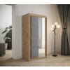 šatní skříň Tapi s posuvnými dveřmi se zrcadlem - šířka 100 cm artisan + šedá