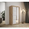 šatní skříň Tapi s posuvnými dveřmi se zrcadlem - šířka 100 cm artisan + bílá