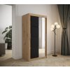 šatní skříň Tapi s posuvnými dveřmi se zrcadlem - šířka 100 cm artisan + černá