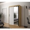 šatní skříň jodelka 2 s posuvnými dveřmi se zrcadlem - šířka 120 cm dub artisan + bílá