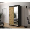 šatní skříň jodelka 2 s posuvnými dveřmi se zrcadlem - šířka 120 cm dub artisan + černá