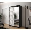 šatní skříň jodelka 2 s posuvnými dveřmi se zrcadlem - šířka 120 cm černá + bílá