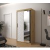 šatní skříň jodelka 2 s posuvnými dveřmi se zrcadlem - šířka 100 cm dub artisan + bílá