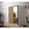 šatní skříň jodelka 2 s posuvnými dveřmi se zrcadlem - šířka 120 cm dub artisan + bílá