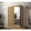 šatní skříň jodelka 2 s posuvnými dveřmi se zrcadlem - šířka 150 cm dub artisan
