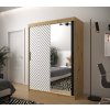šatní skříň jodelka 2 s posuvnými dveřmi se zrcadlem - šířka 150 cm dub artisan + bílá