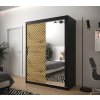 šatní skříň jodelka 2 s posuvnými dveřmi se zrcadlem - šířka 150 cm dub artisan + černá