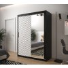 šatní skříň jodelka 2 s posuvnými dveřmi se zrcadlem - šířka 150 cm bílá + černá