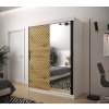 šatní skříň jodelka 2 s posuvnými dveřmi se zrcadlem - šířka 150 cm dub artisan + bílá