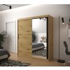 šatní skříň jodelka 2 s posuvnými dveřmi se zrcadlem - šířka 180 cm dub artisan
