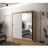 šatní skříň jodelka 2 s posuvnými dveřmi se zrcadlem - šířka 180 cm dub artisan + bílá