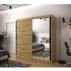 šatní skříň jodelka 2 s posuvnými dveřmi se zrcadlem - šířka 200 cm dub artisan