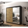 šatní skříň jodelka 2 s posuvnými dveřmi se zrcadlem - šířka 200 cm dub artisan + černá