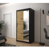 šatní skříň jodelka 2 s posuvnými dveřmi se zrcadlem - šířka 100 cm dub artisan + černá