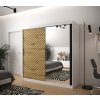 šatní skříň jodelka 2 s posuvnými dveřmi se zrcadlem - šířka 200 cm dub artisan + bílá
