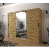šatní skříň jodelka 2 s posuvnými dveřmi se zrcadlem - šířka 250 cm dub artisan