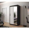 šatní skříň jodelka 2 s posuvnými dveřmi se zrcadlem - šířka 100 cm černá + bílá