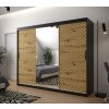 šatní skříň jodelka 2 s posuvnými dveřmi se zrcadlem - šířka 250 cm dub artisan + černá
