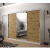 šatní skříň jodelka 2 s posuvnými dveřmi se zrcadlem - šířka 250 cm dub artisan + bílá