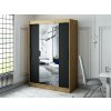 šatní skříň leto t1 s posuvnými dveřmi - šířka 150 cm dub artisan + černá
