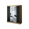 šatní skříň leto t1 s posuvnými dveřmi - šířka 180 cm dub artisan + černá