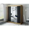 šatní skříň leto t1 s posuvnými dveřmi - šířka 180 cm dub artisan + černá